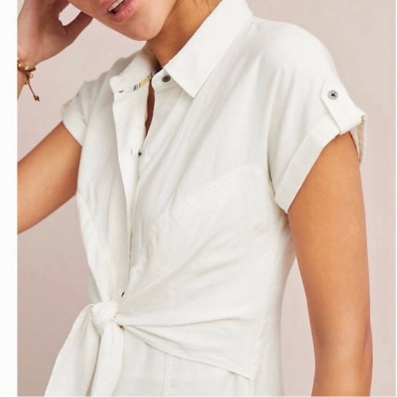 Maeve -Anthropologie Elspeth linen white dress. Size 0. So flattering - Picture 14 of 16